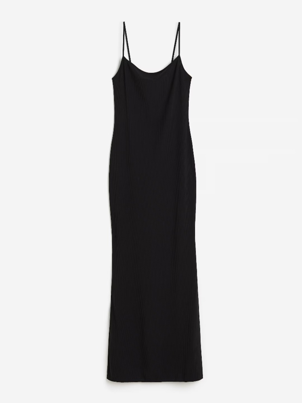 H&M Black Ribbed Adjustable Strap Dress